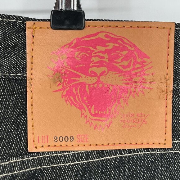 Ed Hardy Rare Y2K Baggy Jeans Men’s 38  Japan Serpent Snakes Tigers Black Denim - Picture 10 of 11